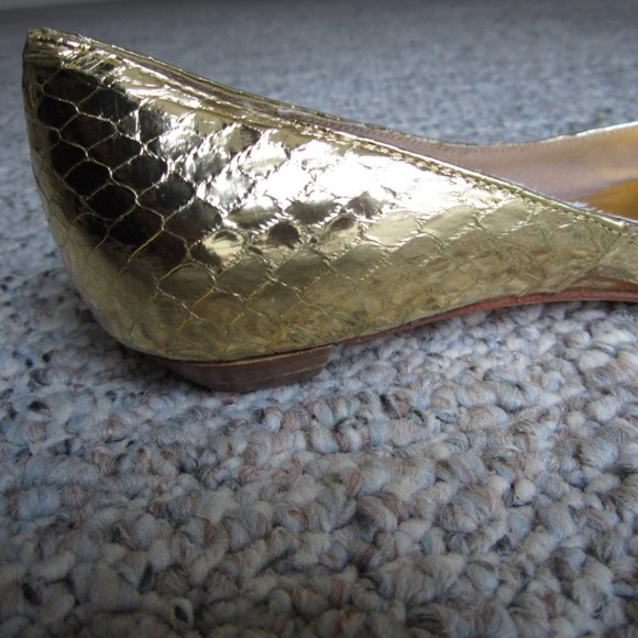 Beverly Feldman Leather Gold Snake print Flat - Picture 7 of 12